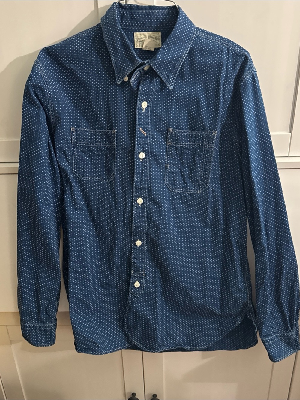 Men's Blue Dot-Print Button-Down Shirt